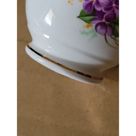 Vintage Crownford English Bone China  Cup Saucer Set Purple Violets Gold Trim - Picture 11 of 16